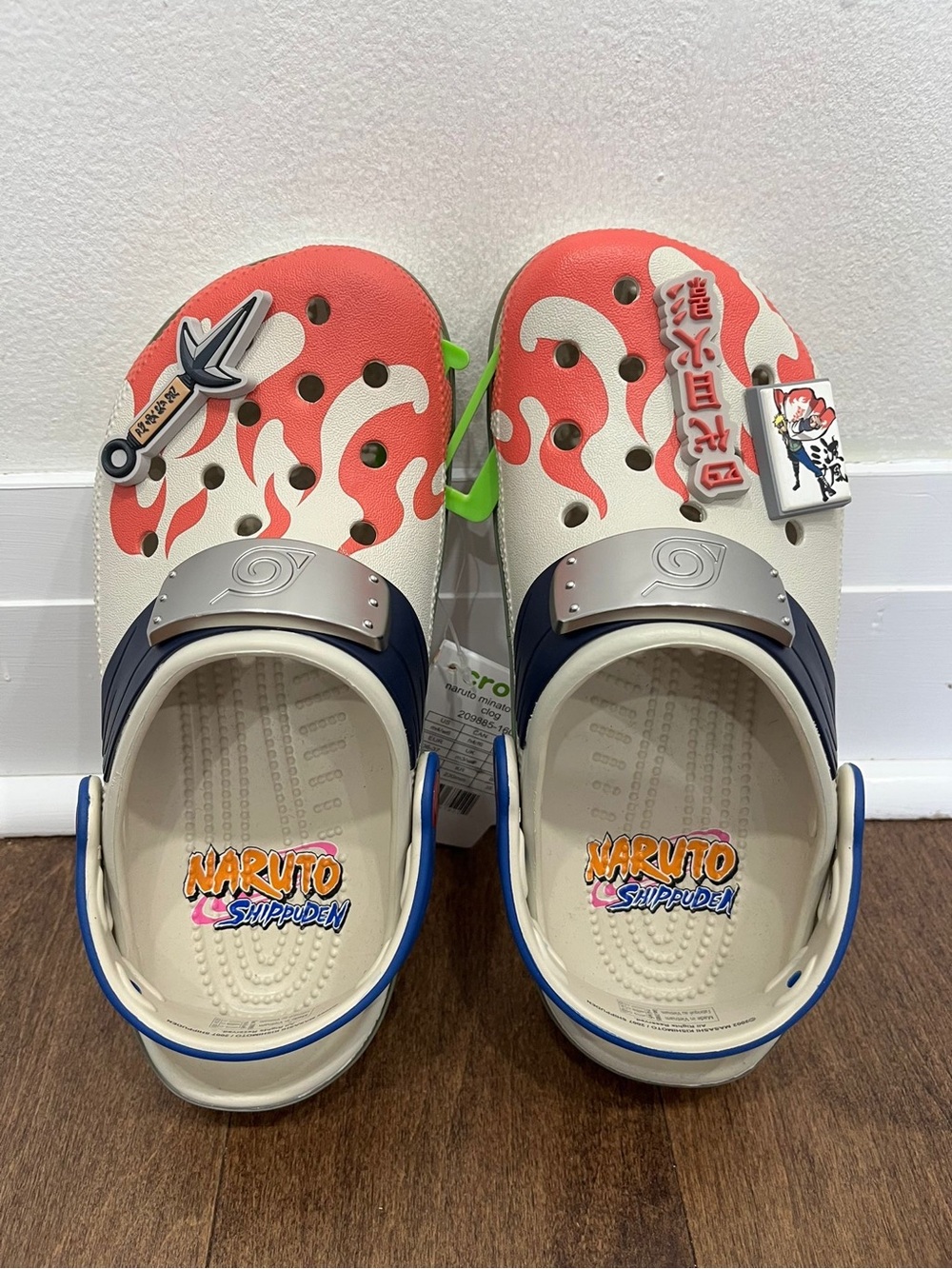CROCS Kids Naruto Shippuden Clogs in Cream & Coral with Navy Accents 209885-160